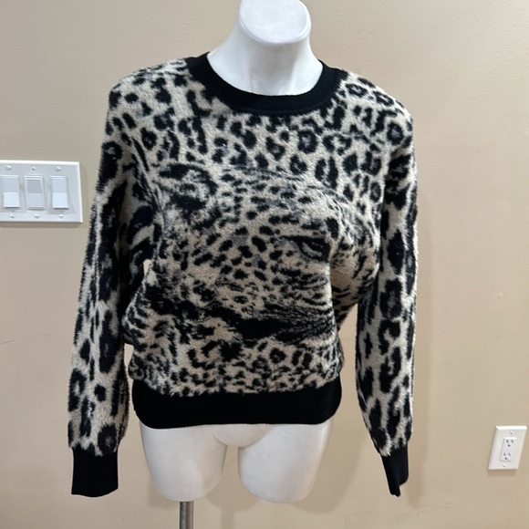 Dkny Women's Faux-Fur Animal-Print Crewneck Sweater - Picture 2 of 7